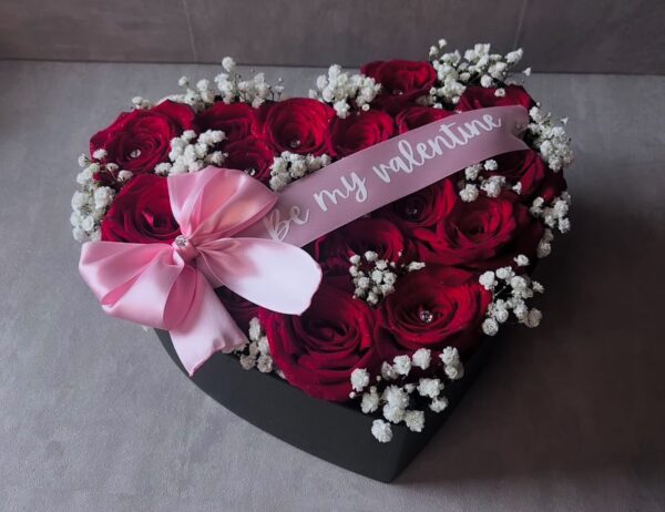 Express Your Love: Rose Heart with "Be My Valentine" Sash