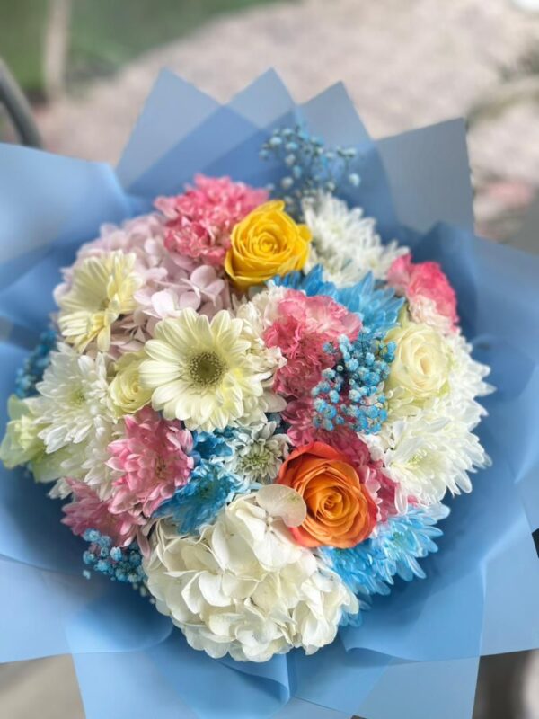 Sunshine & Rainbow Blooms Bouquet: Bright Mixed Flower Arrangement