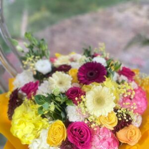 Sunny Celebration Flower & Balloon Bundle: Bright Mixed Bouquet
