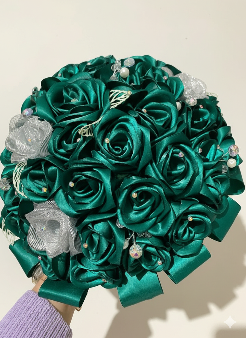 emerald green roses bouquet