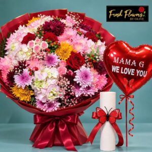 The Regal Empress Grand Mixed Bloom & Balloon Tribute Set