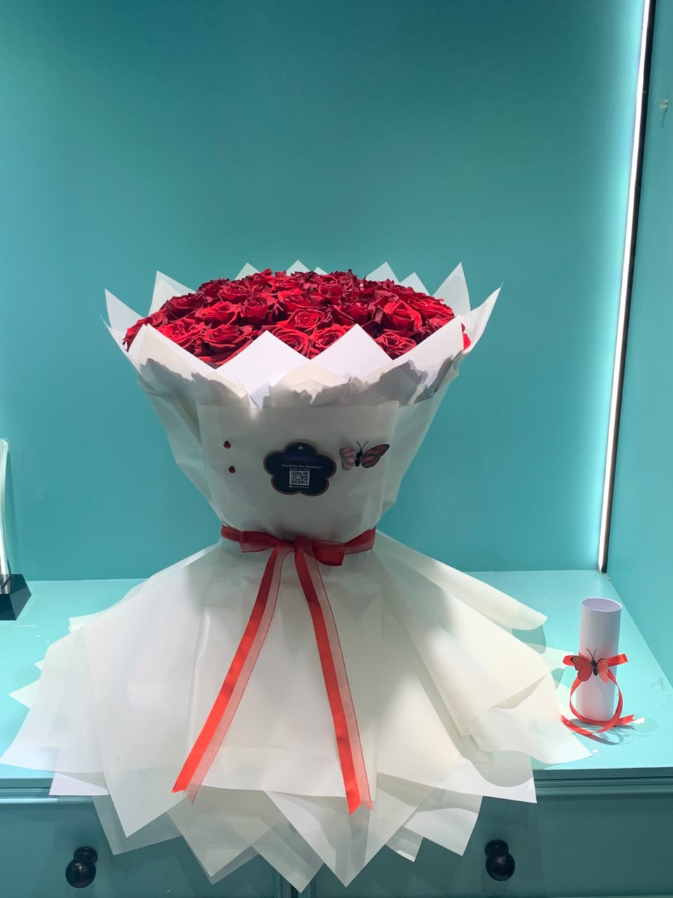 The Scarlet Majestic Grand Red Rose Bouquet & Scroll Set - Image 2