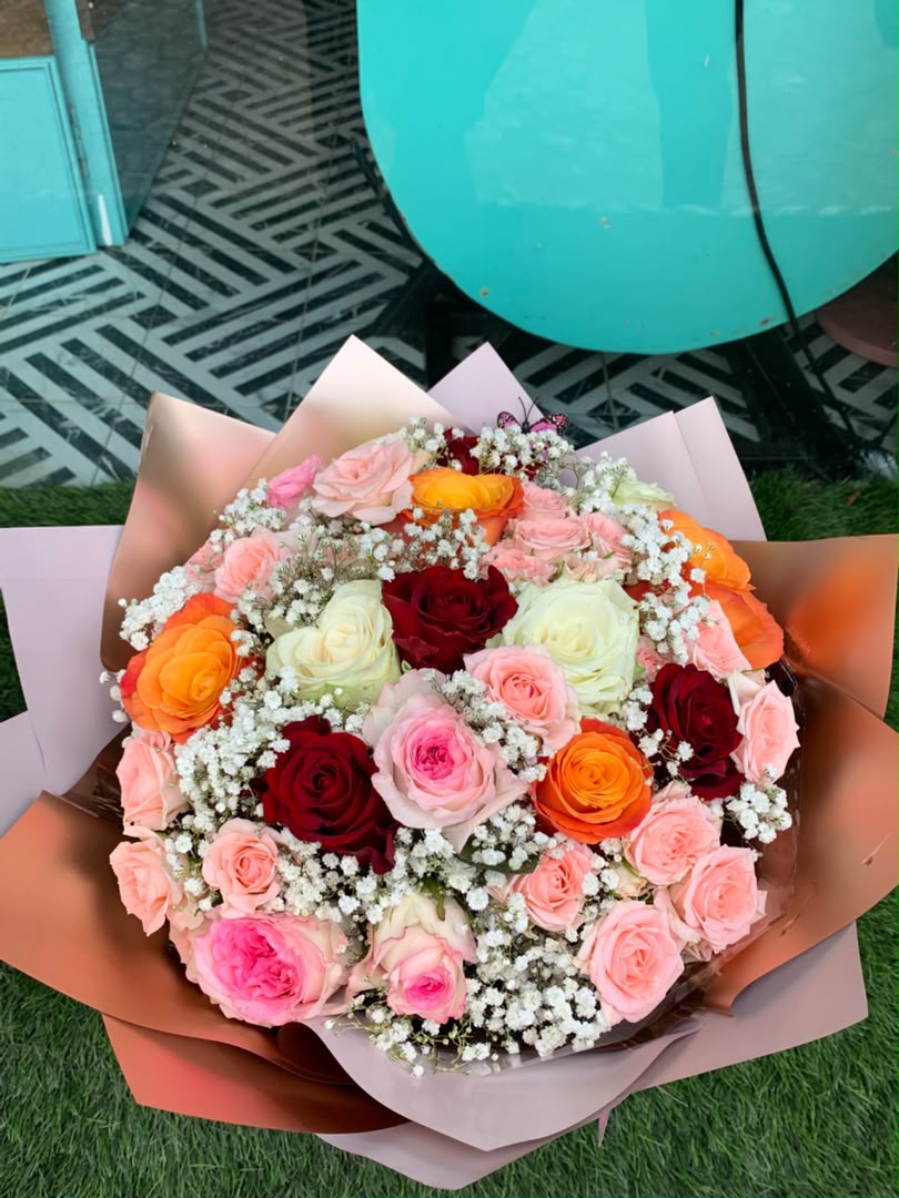The Sunset Symphony Luxury Mixed Rose Bouquet